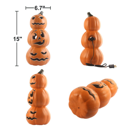 21" Large Halloween Pumpkin Head Pre-lit Light Jack-O'-Lantern Lamp Yard Decor - Picture 27 of 27