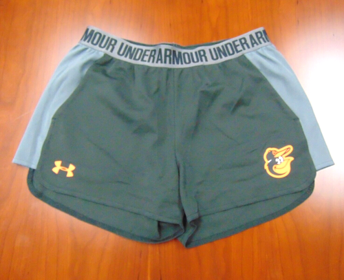 WOMEN'S UNDER ARMOUR MLB BALTIMORE ORIOLES BLACK PERFORMANCE HEAT GEAR SHORTS S