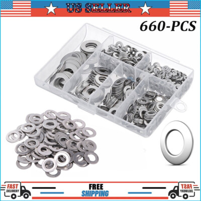 #ad #ad 660 Pieces of 304 Stainless Steel Washers Flat Washer Assortment Set Kit 6 Sizes $7.83