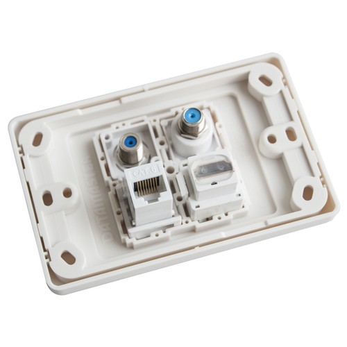 4Gang Wall Plate + HDMI Gold Plate, PAL TV, Pay TV F-type, Cat6 RJ45 cw4Hd2TvC6 - Picture 3 of 6