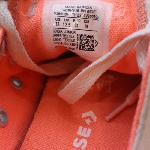 Converse Double Tongue Kids Size 13 Taylor All Star Sneakers 659998F Peach Pink - Picture 8 of 8