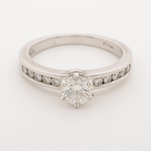 Tiffany Halbkreis Perlenfassung Solitär Diamant Ring Pt950 5,5 g ca. - Bild 2 von 6