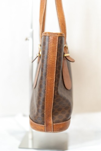CELINE Tote hand bag PVC Leather Macadam Brown Auth from JAPAN - Picture 11 of 15