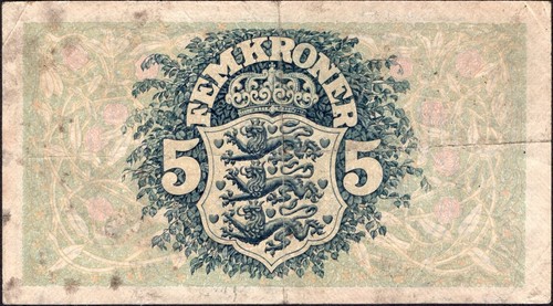 5 Kroner 1942 - Prefix H - Series: 1252978 - Denmark - Pick:30g  -"F" - C44 - Picture 3 of 4