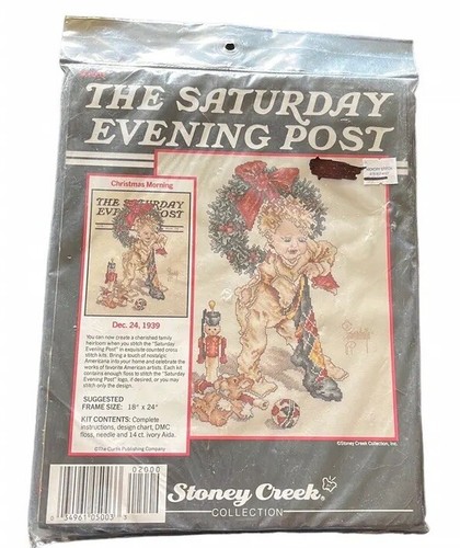 De Colección STONEY CREEK Sábado Noche Post ~ Kit de Punto de Cruz Mañana de Navidad ~ Nuevo en Paquete - Imagen 1 de 3