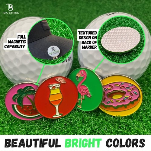 Golf Pouch with 10 Mag Ball Markers – Bright Colorful Fun Golf Accessories - Afbeelding 3 van 7