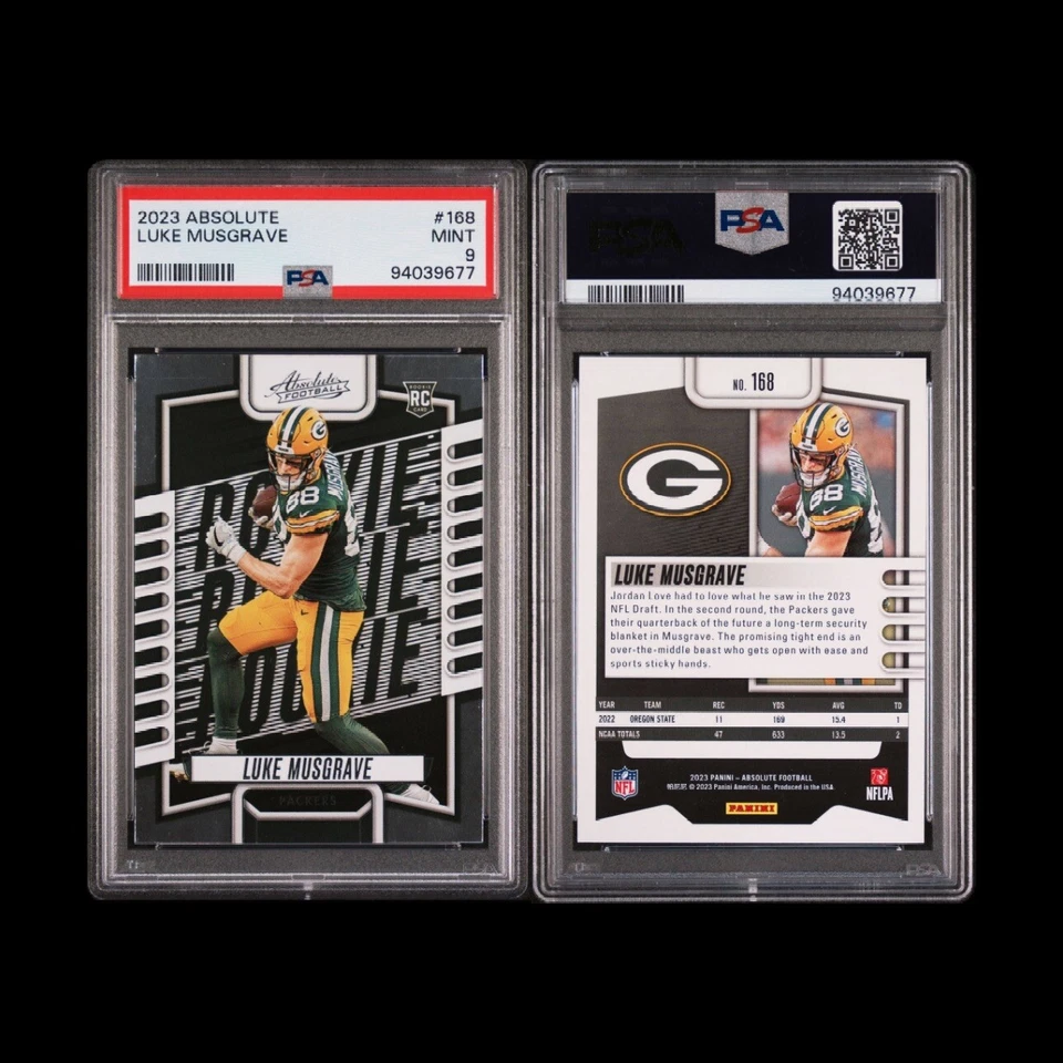 2023 Panini Absolute Football RC # 168 Luke Musgrave PSA 9 POP 1 HGH 2 - Image 2 of 4