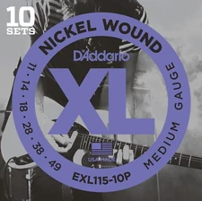 D'Addario Guitar Strings 10 Sets EXL115 Electric Blues Jazz Rock 11-49