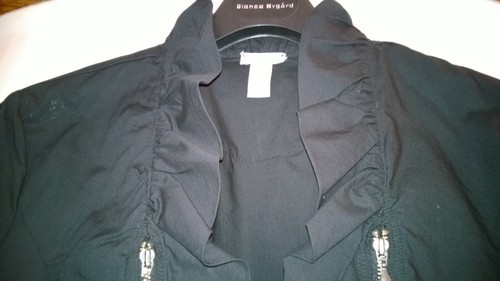 Chicos Retro Vintage Boho Goth Womens Black Lightweight Jacket w/Ruffles Zippers - Picture 3 of 10