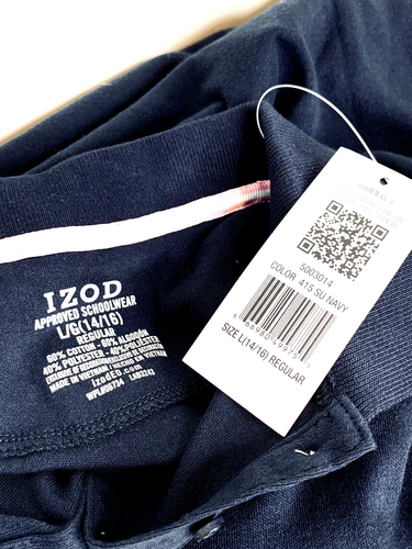 Izod NWT Girls Large L 14/16 Navy Blue School Uniform Short sleeve polo shirt - Picture 4 of 4