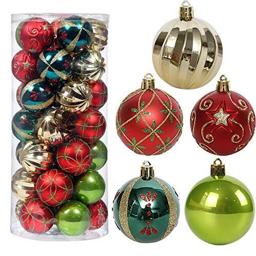 Christmas Tree Ornaments, 30ct Christmas Ball Decoration Set 2.36" Redgreengold - Picture 2 of 7