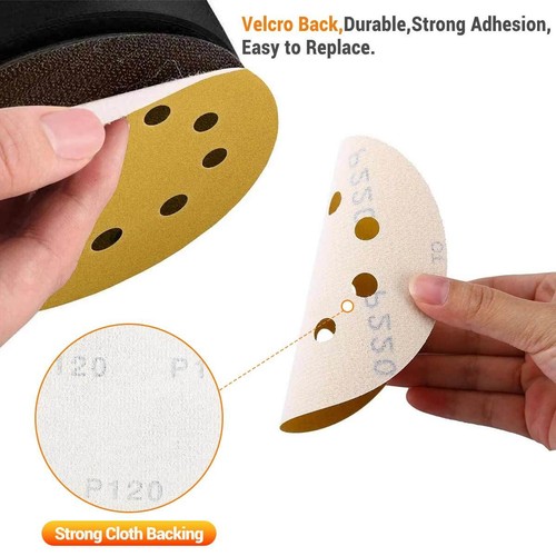 100x 5inch Sanding Discs 80 Grit Hook Loop 8-Hole Orbital Sander Paper Sandpaper - Picture 5 of 10
