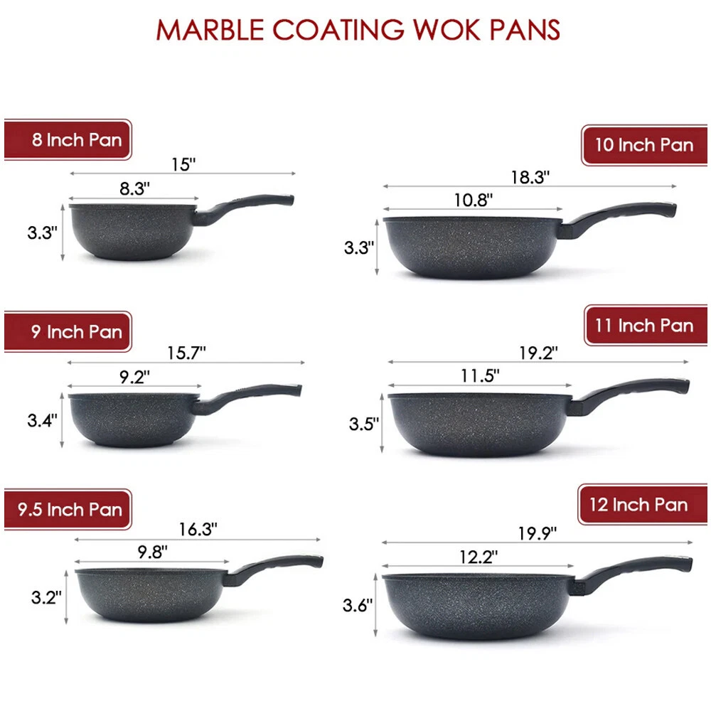 Marble Wok Non-Stick Cooking Frying Pan Pot 5 Layer Marble Wok Cookware
Opens in a new window or tab