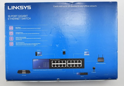 Commutateur Gigabit Ethernet 16 ports montable en rack Linksys SE3016 - PIÈCES SEULEMENT - Photo 3/16