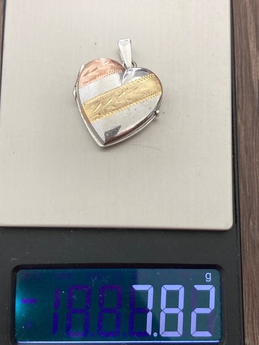 925 sterling silver tri tone heart locket Pendant - Picture 6 of 6