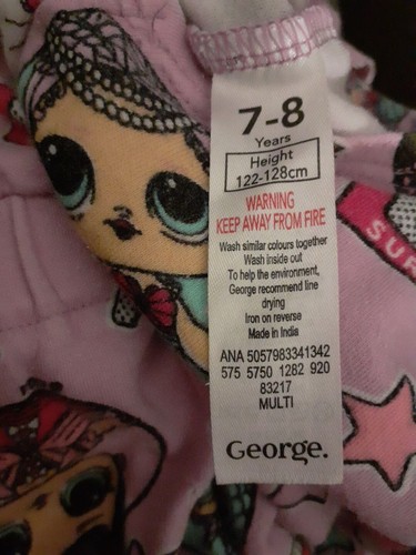 Alter 7-8 L.O.L Surprise All In One Schlafanzug 100% Baumwolle George