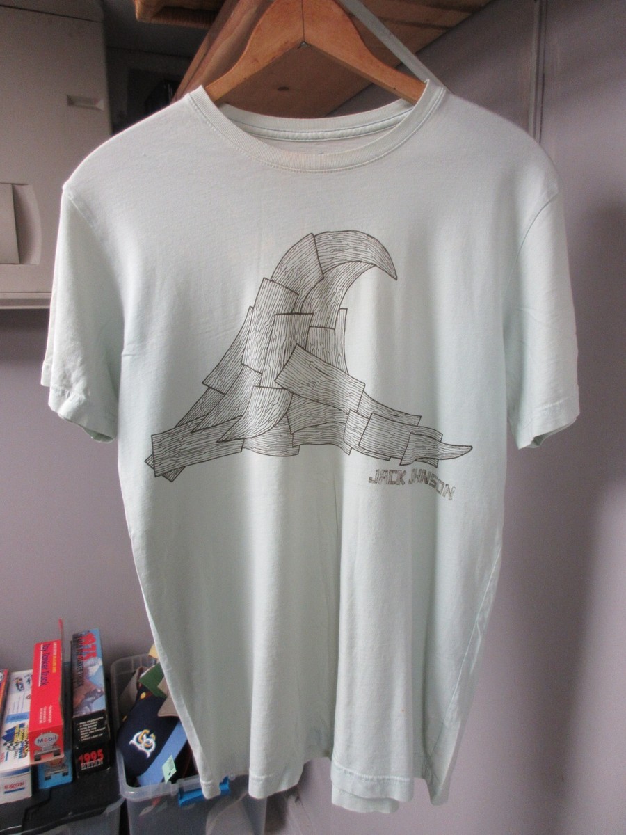 Jack Johnson Shirt Mens Small Tan Blue Stitch Short Sleeve