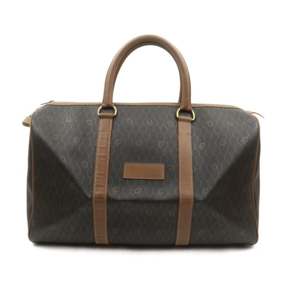 Sac de sport en nid d'abeille noir Christian Dior marron monogramme Boston 63450