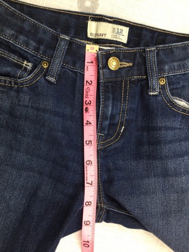Old Navy Girls Capris Blue Denim Jean Adjustable Waist Dark Wash Girls Sz 12R - Picture 4 of 7