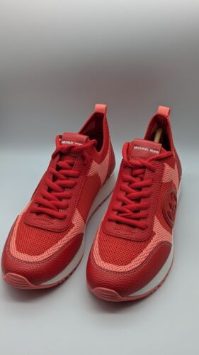 Zapatilla deportiva Michael Kors Jenkins tejida elástica talla 9,5 Charm Bombe, rojo brillante - Imagen 14 de 15