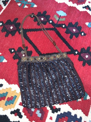 Vintage CLARA KASAVINA Beaded Rhinestone EVENING BAG CLUTCH Satin-Lined Purse