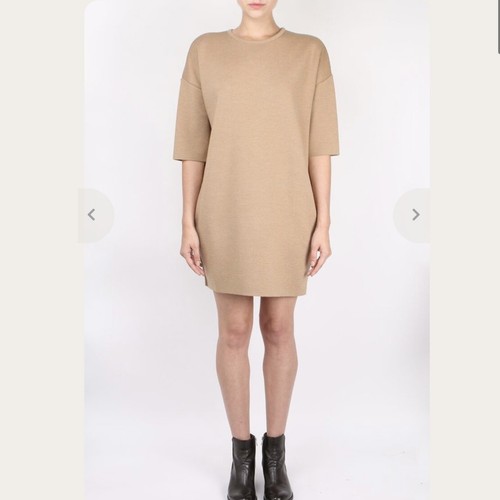 MA'RY'YA 100% Merinowolle Kleid S camel hellbraun Lagenlook minimalistisch modern - Bild 2 von 7
