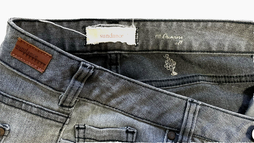 Gold Sequin Embellished Primrose Pattern Skinny Jeans 29 Gray Mid Rise SUNDANCE - Picture 5 of 7