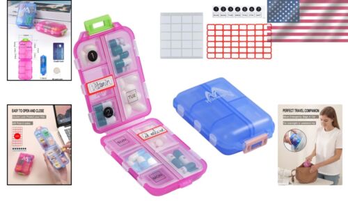 Multi-Purpose 2 Pack Pill Organizer - Easy Open Travel Case for Vitamins - Picture 2 of 11