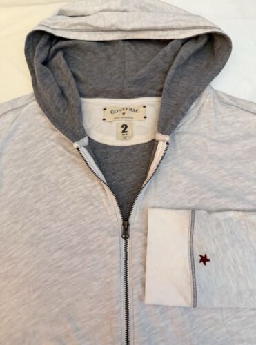 RARE CONVERSE x JOHN VARVATOS Full Zip Hoodie Mens M Gray Pockets 2-Ply Sweats
