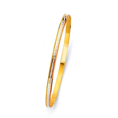 NEW 14K TRI COLOR GOLD 3.5MM SOLID BANGLE | eBay