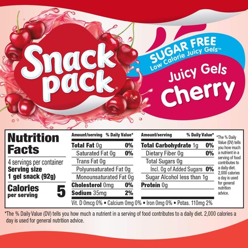 Snack Pack Juicy Gels 4 Count cups Sugar Free Flavored juicy Cherry 3.25 Oz - Bild 10 von 12
