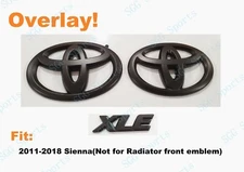 3PCS Matte Black Front Rear Toyota Logo XLE OVERLAY emblem Fit 2011-2018 Sienna