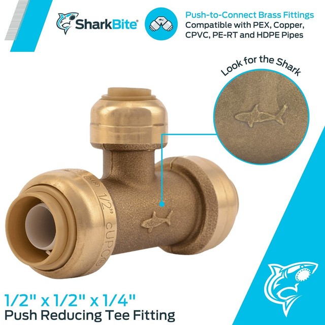 Sharkbite U359lfa Tube Tee 1 2 X 1 4 In Push Fit Dzr Brass 0 Psi Pressure For Sale Online Ebay