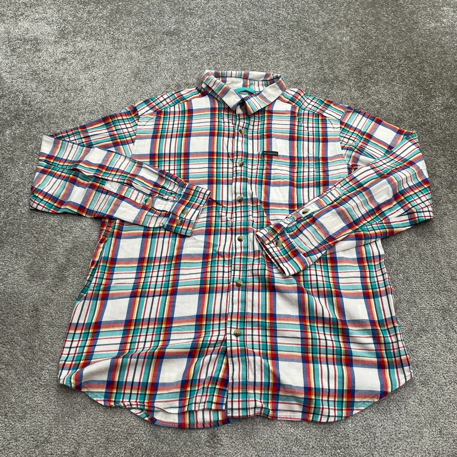 Columbia Plaid Shirt Mens XL Multicolor Long Sleeve Button Down Casual Outdoor