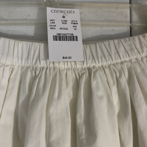 Crewcuts Kids Skirt White Elastic Waist Size 12 Flare =S - Picture 5 of 8