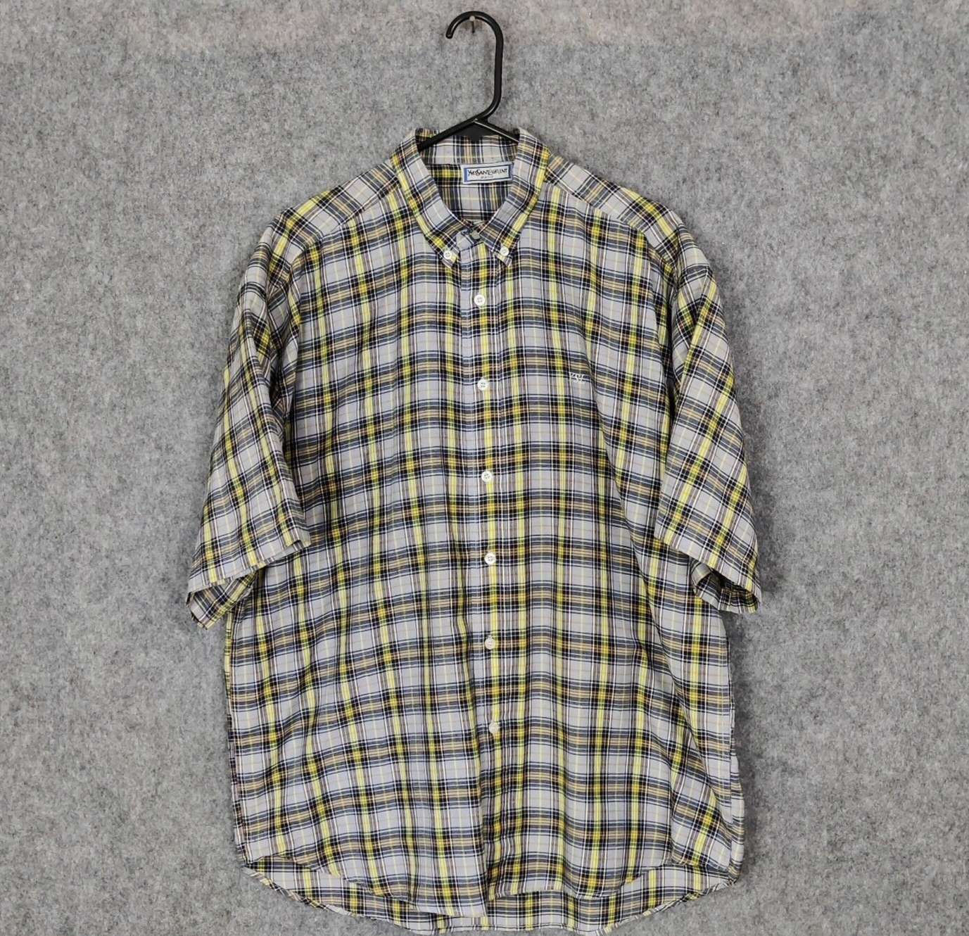 Camicia vintage Yves Saint Laurent uomo grande manica corta classica check YSL anni 80