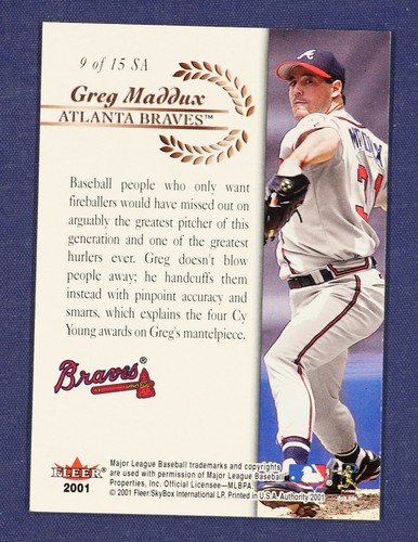2001 Fleer Authority Seal of Approval #9 Greg Maddux - Picture 2 of 2