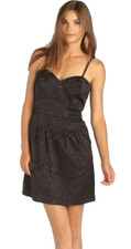 WALTER BAKER ~ Black Satin Brocade Sweetheart Sheath Party Dress XS NEW $118