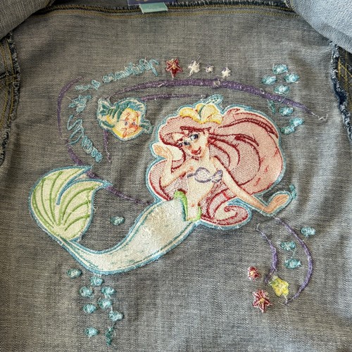 Disney Store The Little Mermaid Girls Denim Jean Jacket w/ Purple Faux Fur Sz L - Picture 9 of 14