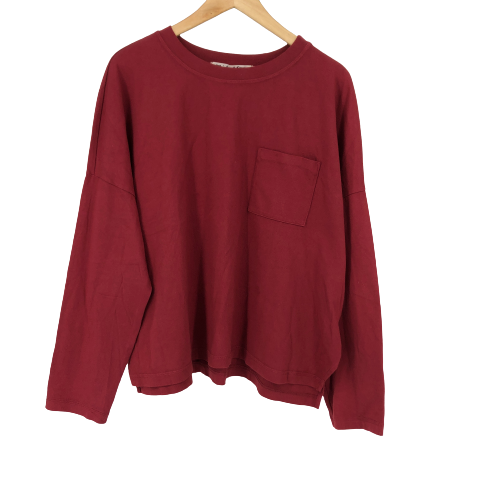 Michael Stars Womens Sweatshirt Boxy Pullover Top Sweater Cotton A928 Red Large - Bild 1 von 7