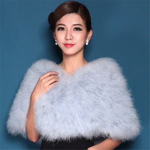 Chic Elegante Chale Femme Poncho Fourrure Autruche Cape Mariee Mariage Soiree Ebay