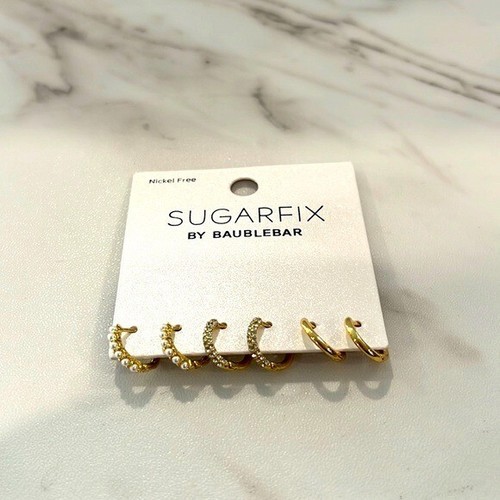 NEU Baublebar Sugarfix Nickelfrei Mini Creolen Ohrringe Kristall Perle Gold Farbe - Bild 2 von 4