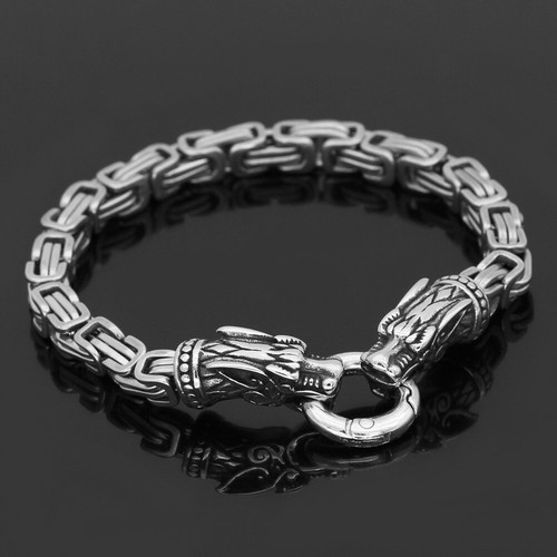 Herren Edelstahl Nordisch Wikinger Drache Gliederkette Armband Manschette Armreif Geschenke - Bild 1 von 15