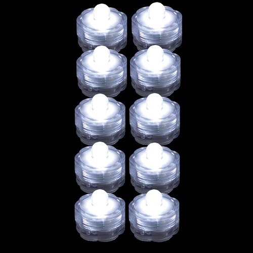 Submersible Waterproof Battery LED Tea Light ~ Wedding Decoration~WHITE~ 10 Pack - Picture 2 of 3