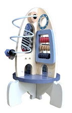 Space Wooden Rocket Activity Cube PreOwned  1 Yr Baby; Gears Beads Endless Fun