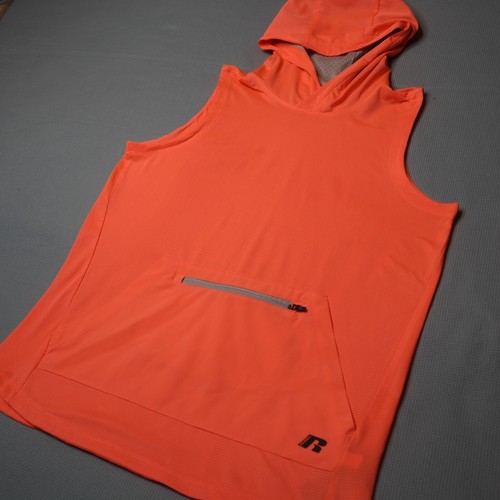 Russel Hooded Sleeveless Training shirt Boys XL 14-16 Neon Orange Tank Top Activ - Picture 8 of 17