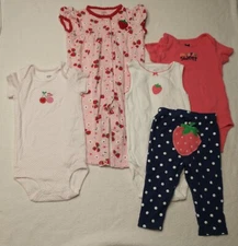 Baby Girls Clothes 9 months 3 Bodysuits ,1 Pant and 1 Romper
