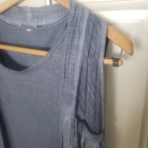 Kamana Boho Sleveless Cascade Summer 2 Piece Blue Open Top Tank - Picture 2 of 17