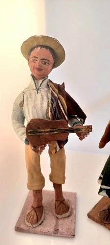 Vintage mexikanische peruanische Peru polychrome Pappmaché Figuren Band 4 mit Gitarren - Bild 2 von 11