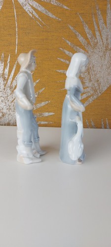 Lladro style Porcelain Figurines Man & Woman with Geese 16cms - Picture 4 of 8